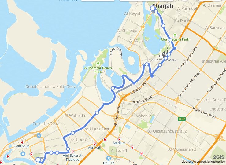 Sharjah to Dubai Bus Timings