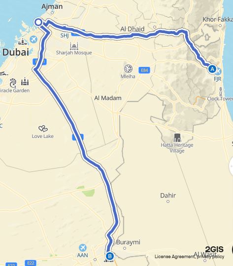 Fujairah to Al Ain Bus Timings
