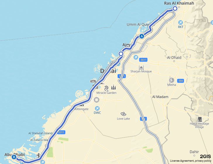 Umm Al Quwain to Abu Dhabi Bus Timings