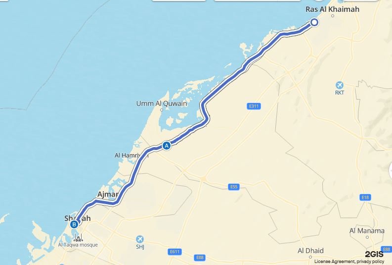 Umm Al Quwain to Sharjah Bus Timings