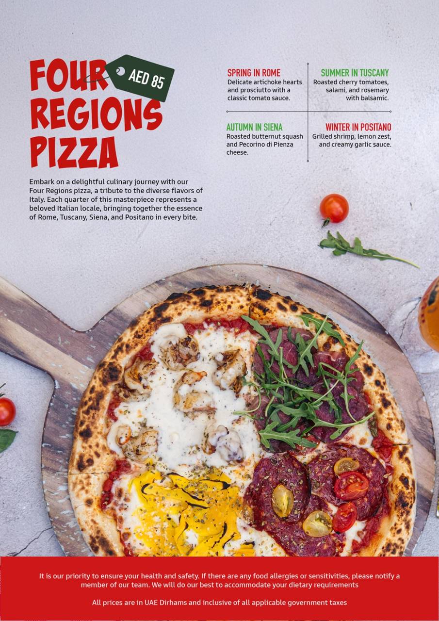 Al Fresco Dubai Four Regions Pizza offer