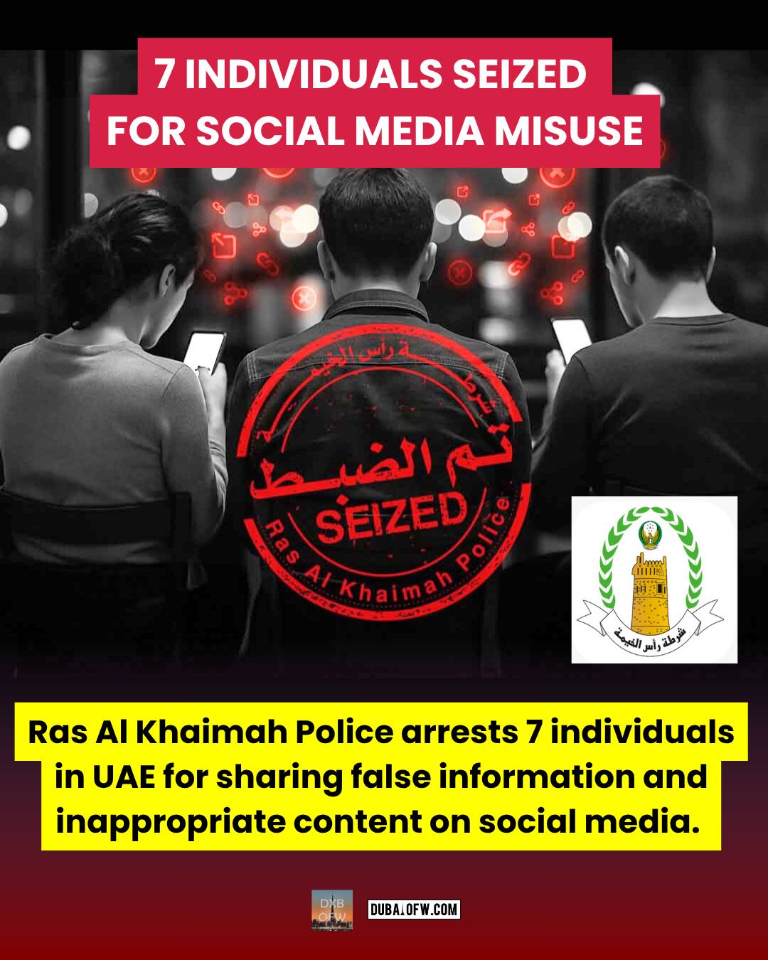 ras al khaimah police arrests 7 individuals for social media misuse in uae