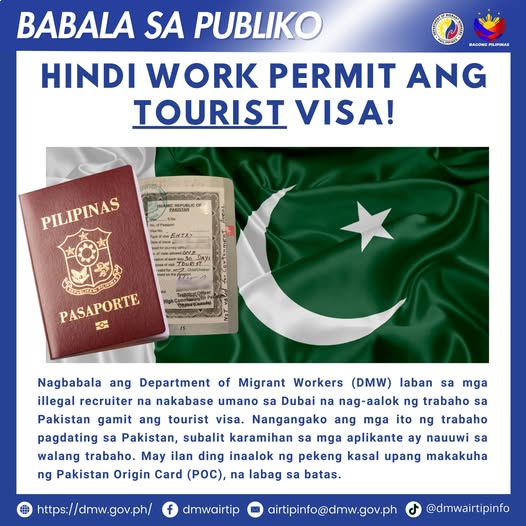 warning to ofws work permits are not tourist visas