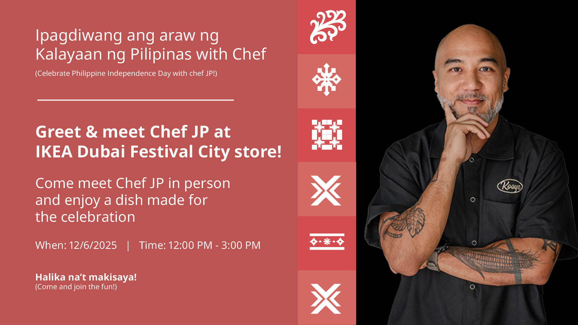 chef jp anglo launches Filipino food in IKEA UAE