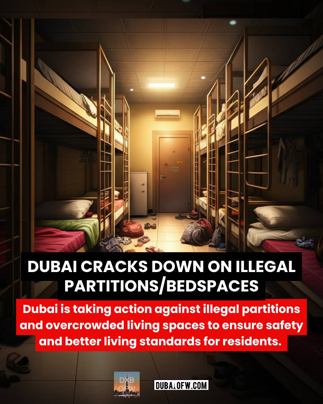 dubai authorities crack down illegal partition and bedspace