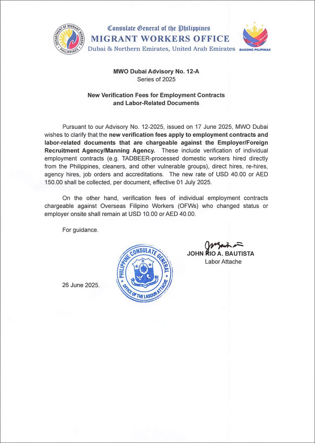 mwo dubai advisory contract verification employment contract fees