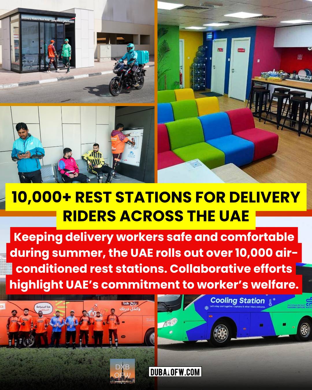 uae creates rest stations for delivery riders for summer
