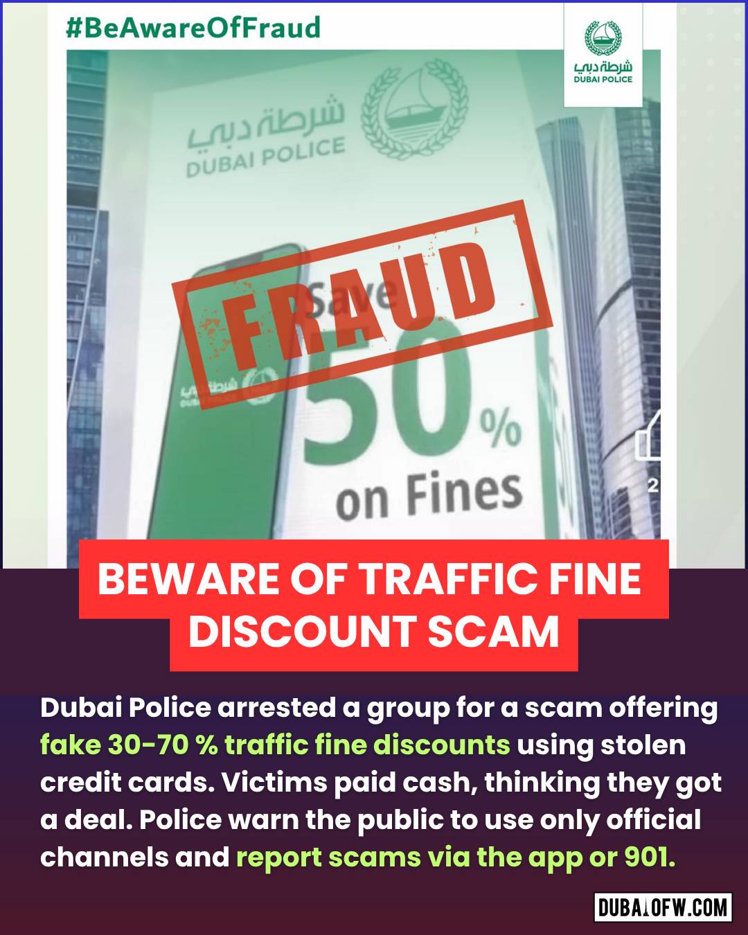 Dubai Police Warn Public About Fake 'Traffic Fine Discount' Scam After Arrests