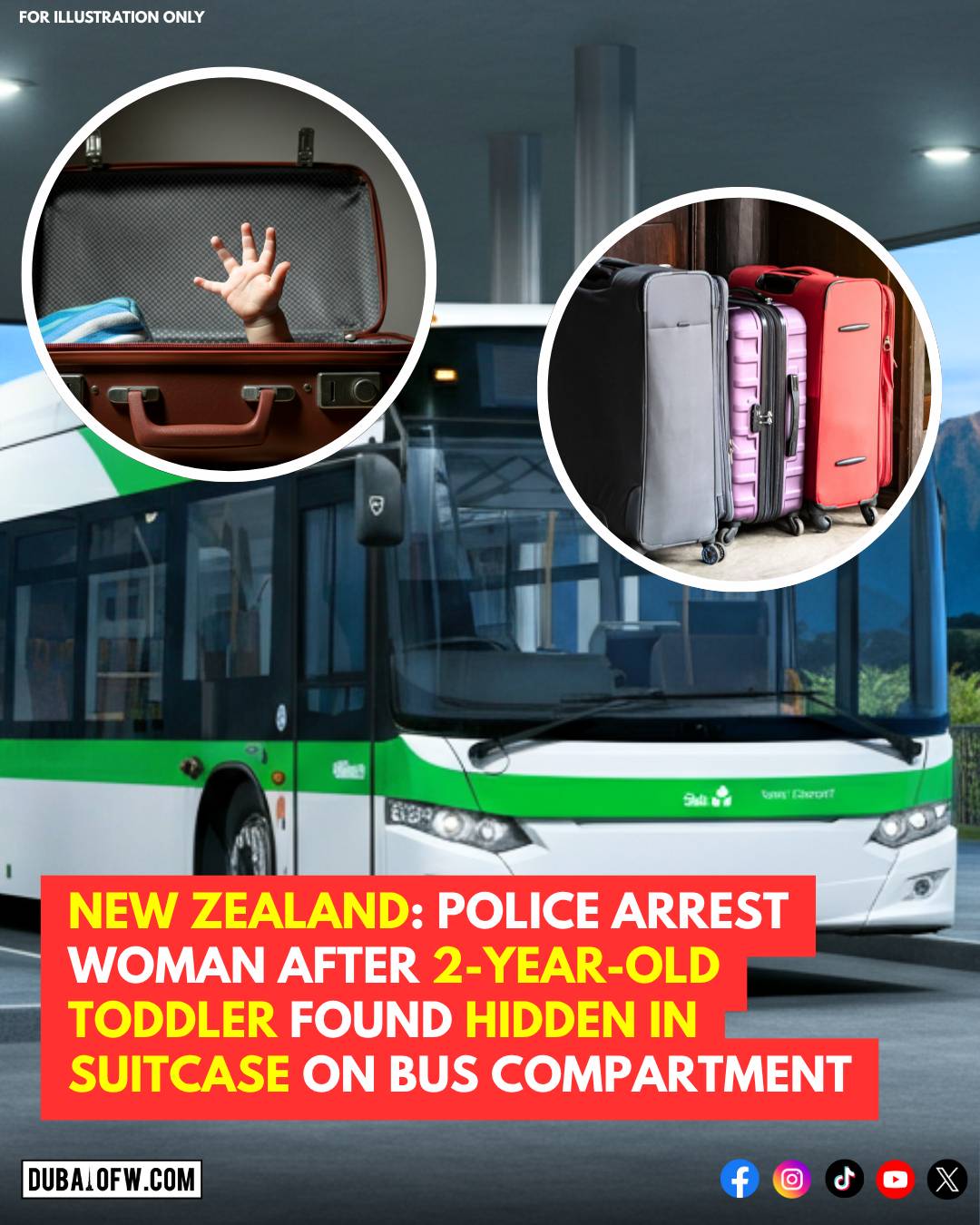 New Zealand Police Arrest Woman After Child Found hidden in Suitcase on Bus