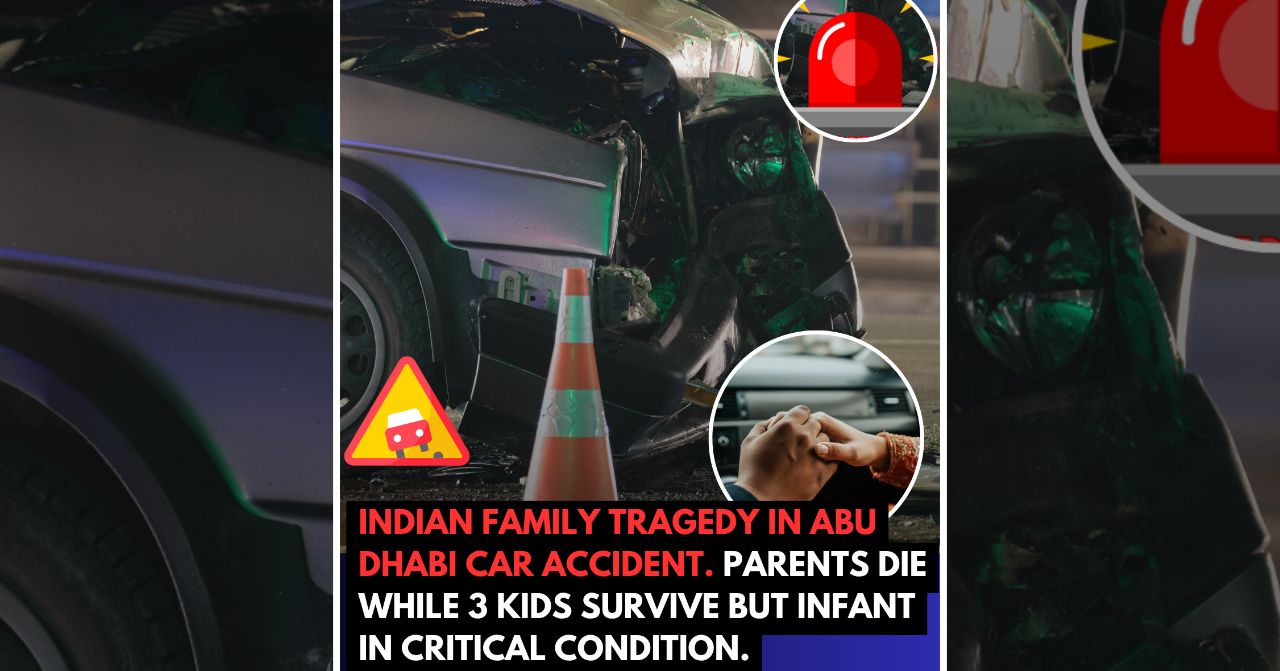 indian couple die in abu dhabi accident car crash kids survive infant critical condition