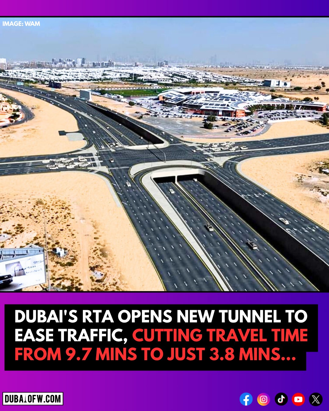 rta umm suqeim street new tunnel with four lanes