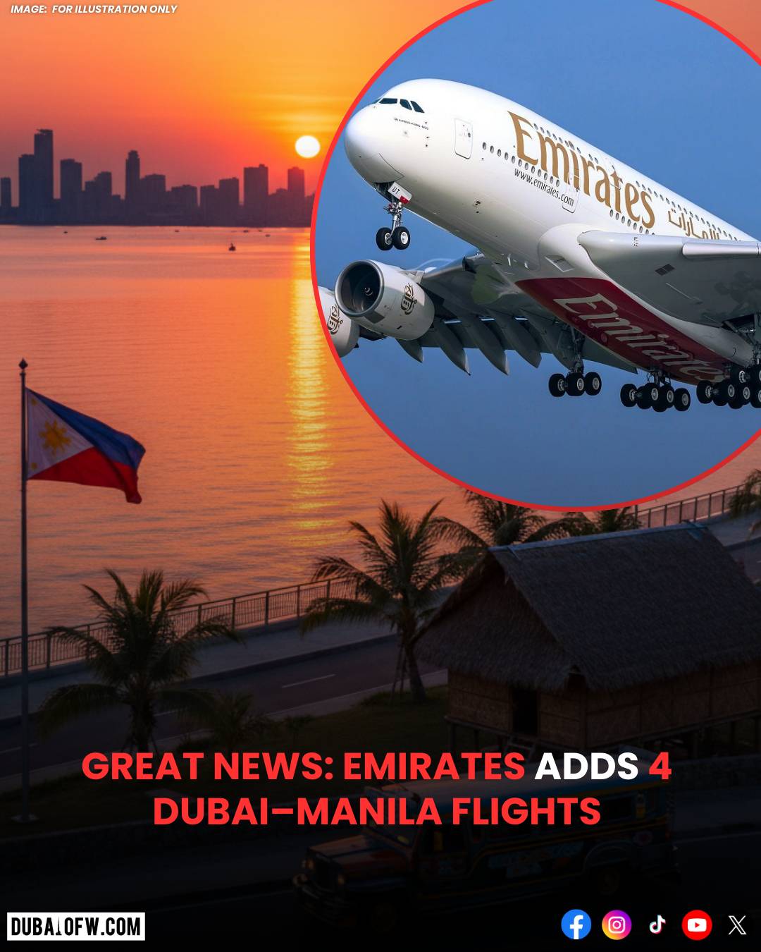 Emirates add four weekly flights from Dubai to Manila April 2026