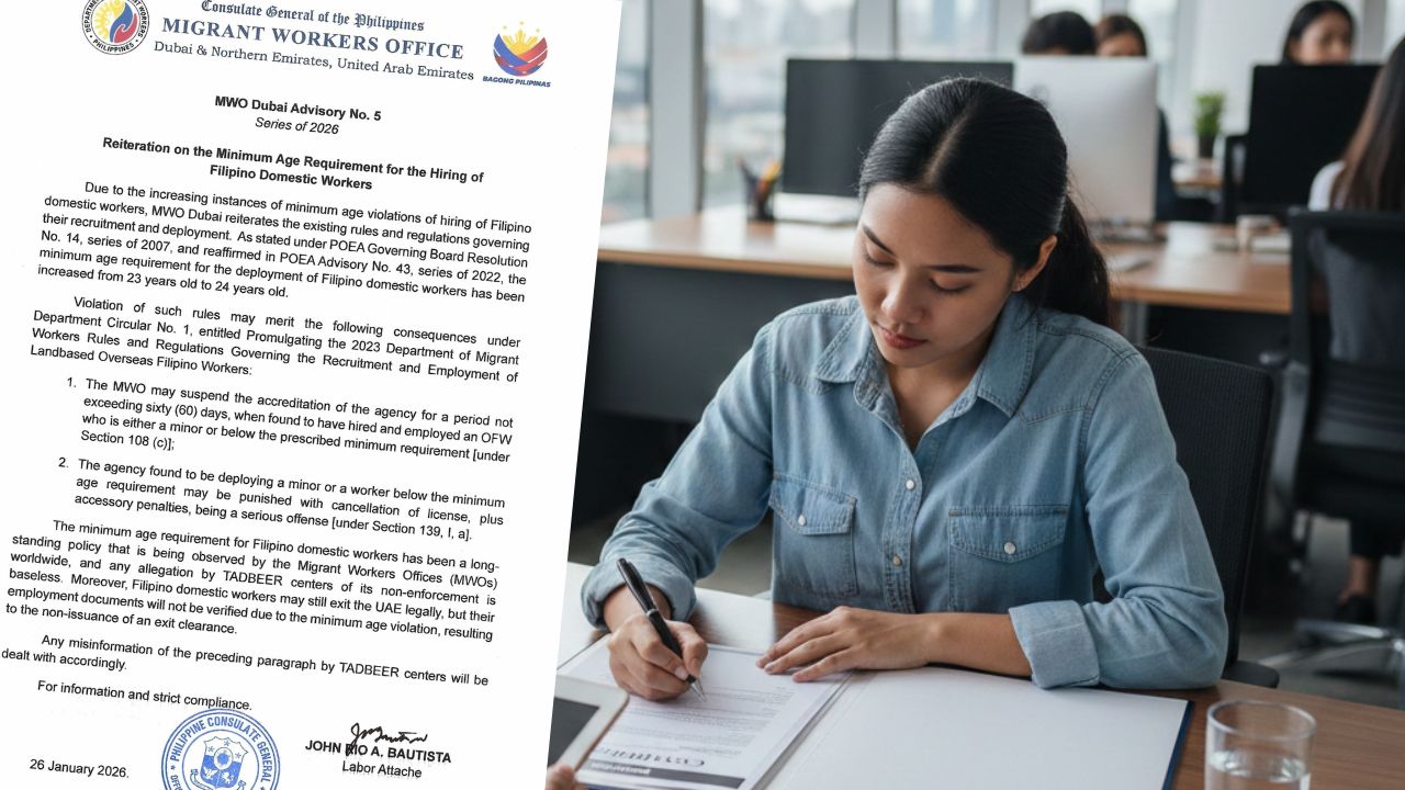 MWO Dubai Reiterates Minimum Age Rule for Filipino Domestic Workers