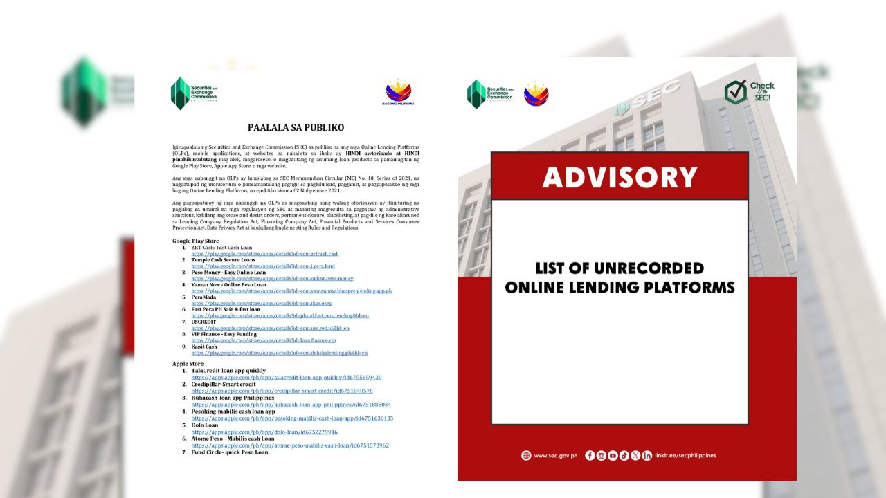 SEC Warns Against Illegal Online Lending Apps Still Active on App Stores