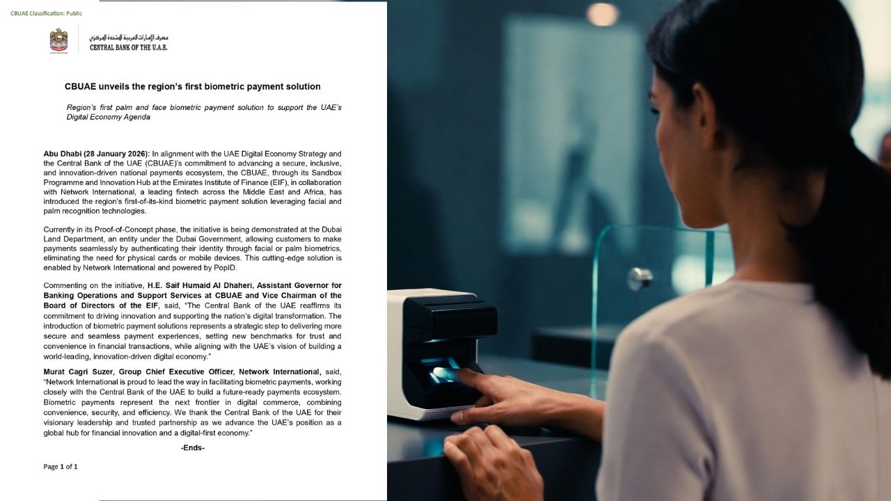 UAE Central Bank Pilots Facial and Palm Biometric Payments in Regional First