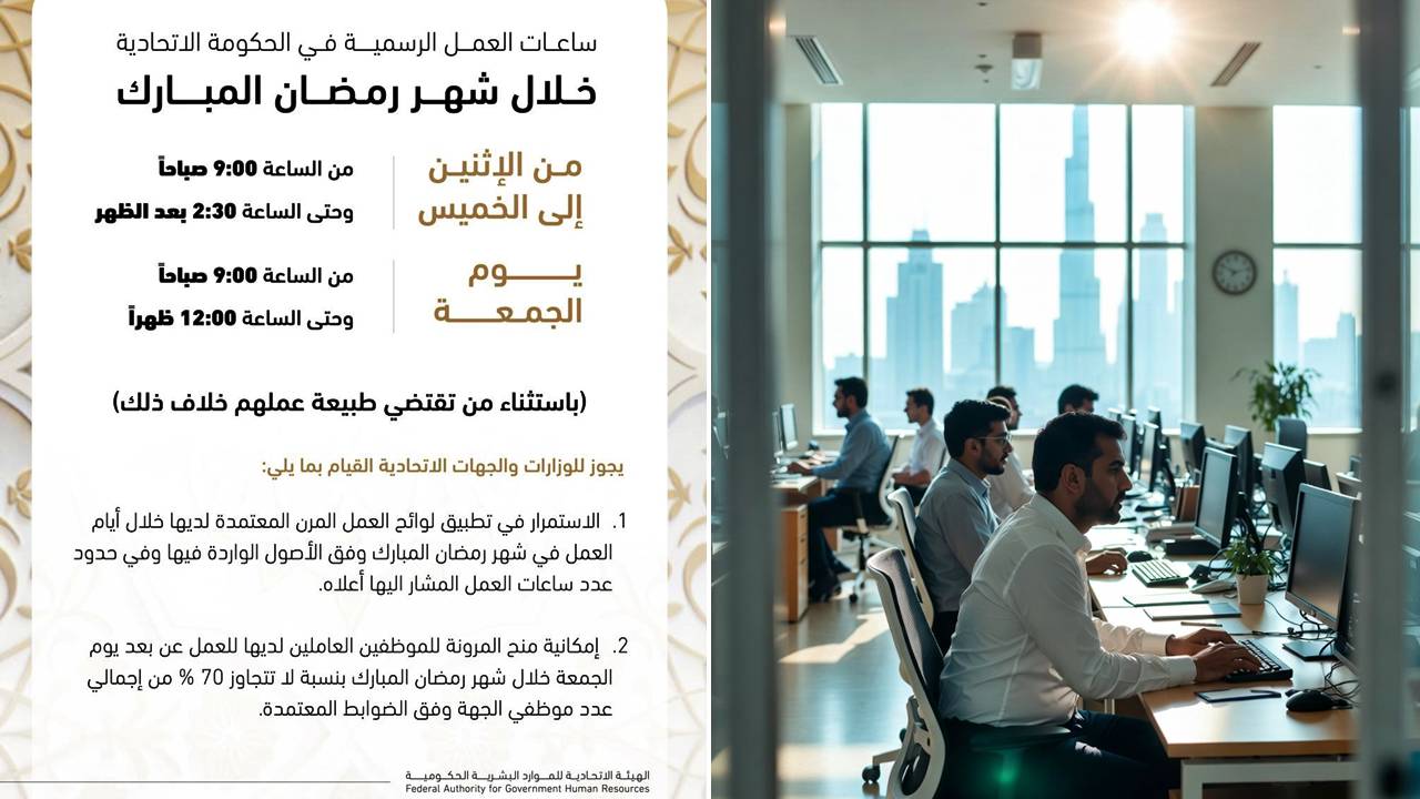 ramadan work schedule hours for public sector in uae
