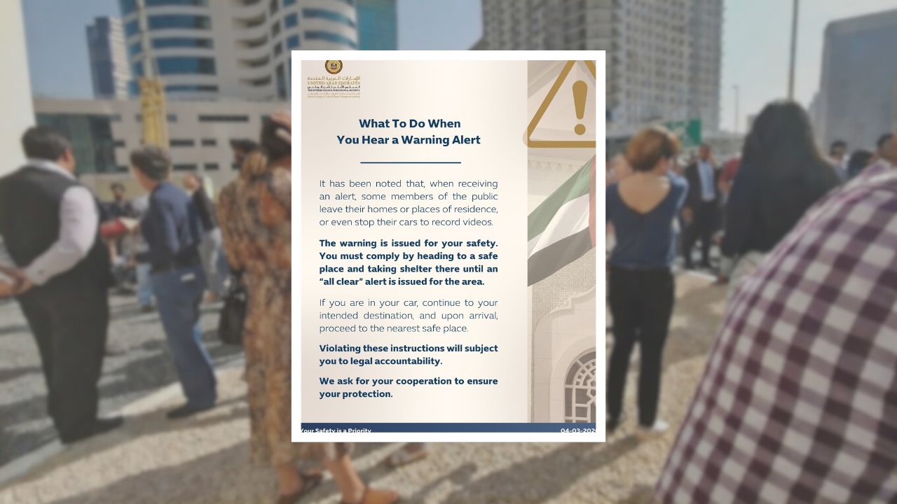 UAE Authorities Remind Public Seek Shelter When Warning Alerts Sound