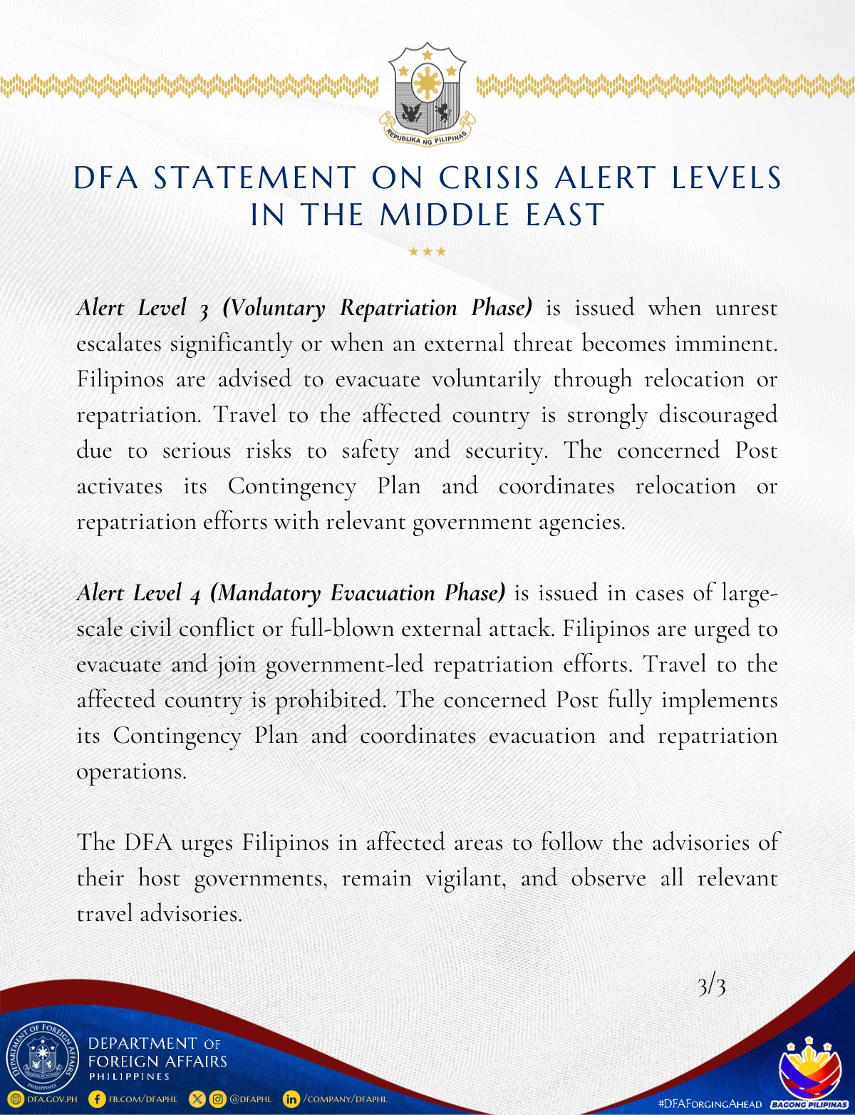 dfa alert levels 3-4