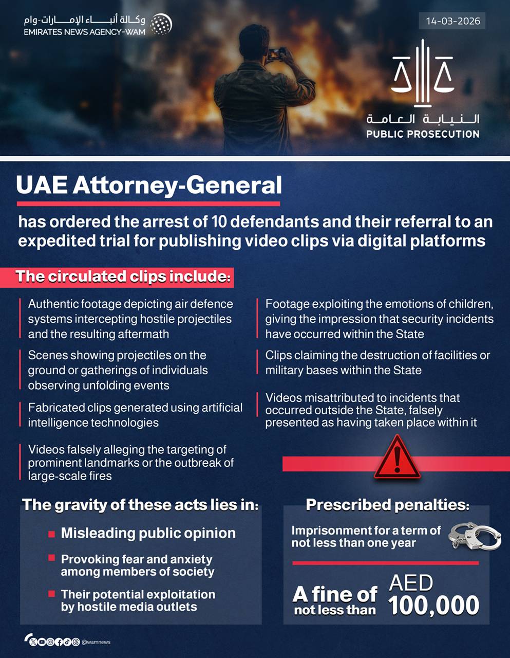 uae attorney general orders arrest for 10 individuals sharing video clips online