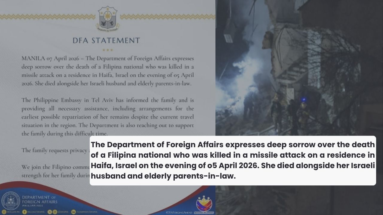 Second Filipina Killed in Israel Conflict—DFA Confirms