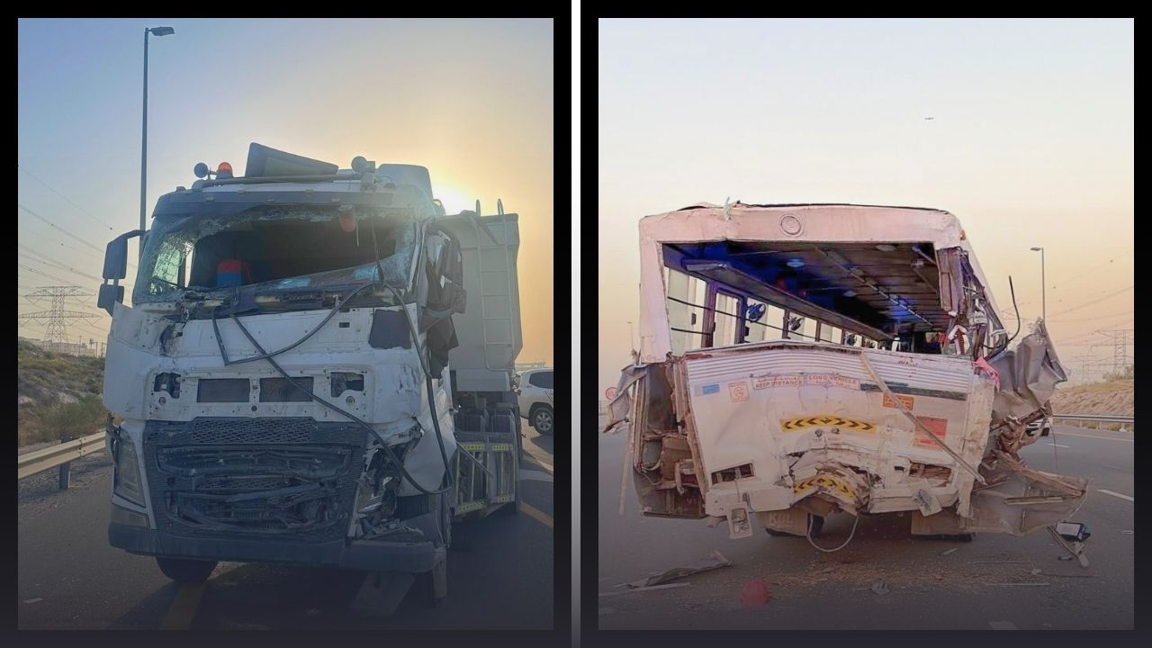 1 Dead, 19 Hurt in Dubai Road Accident Involving Bus and Truck